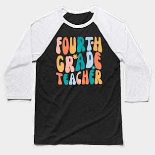 Fourth Grade Teacher Groovy Design 4Th Grade Teaching Baseball T-Shirt